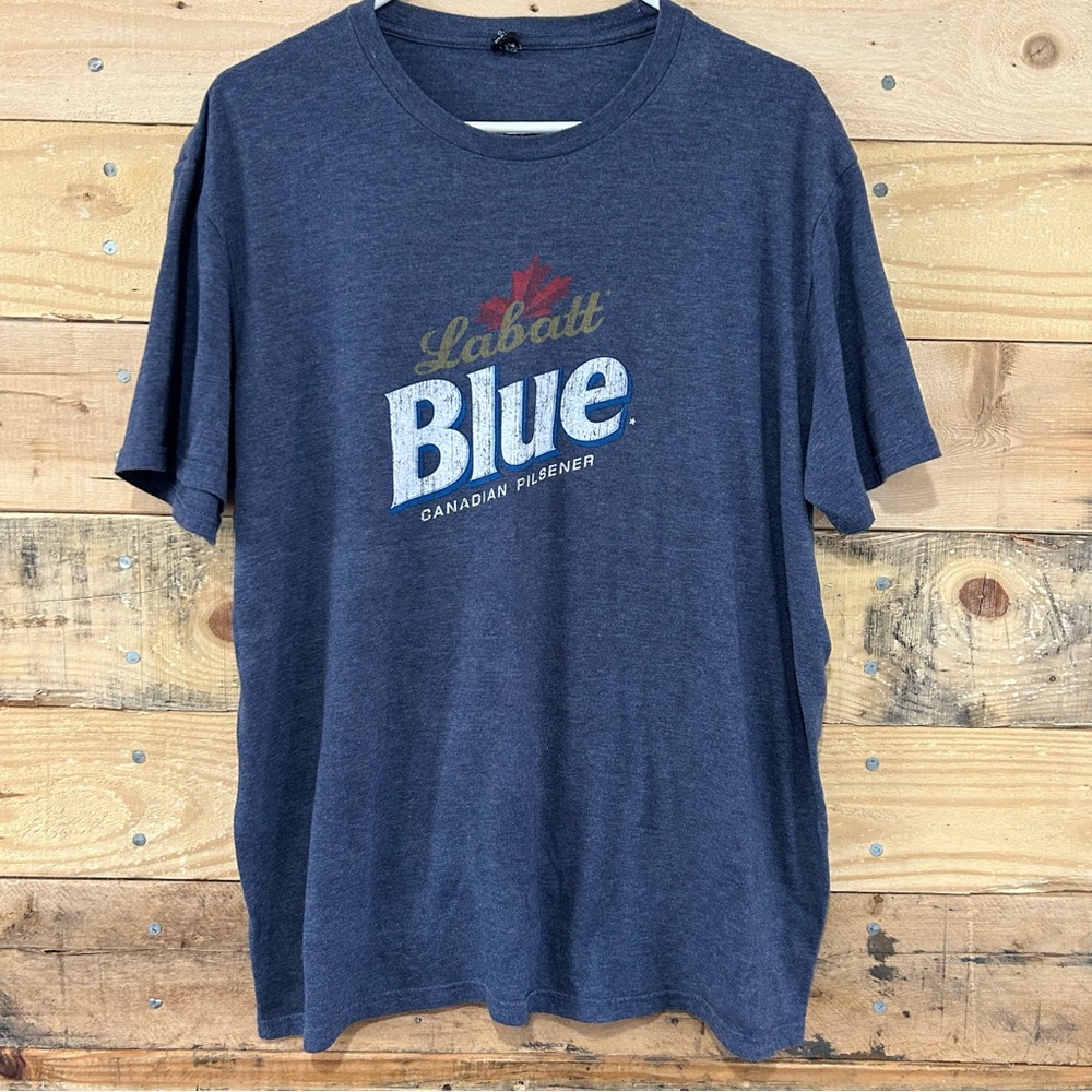 Labatt Blue Beer Mens Short Sleeve Blue T Shirt Size XL